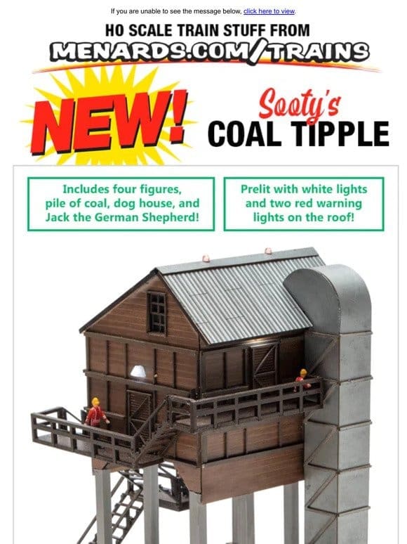 New! HO Scale Sooty’s Coal Tipple!