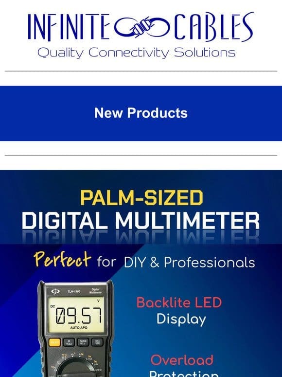 New Palm-sized Digital multimeter with test leads – LED display Now Available!