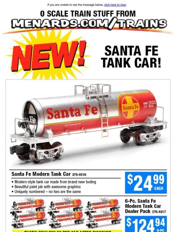 New! Santa Fe Warbonnet Tank Car!