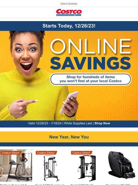 New Year Online Savings Start Today