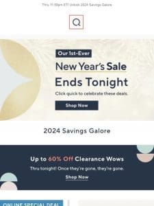 New Year’s sale ends tonight