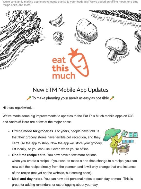 New features! Offline groceries， one-time recipe edits， and more