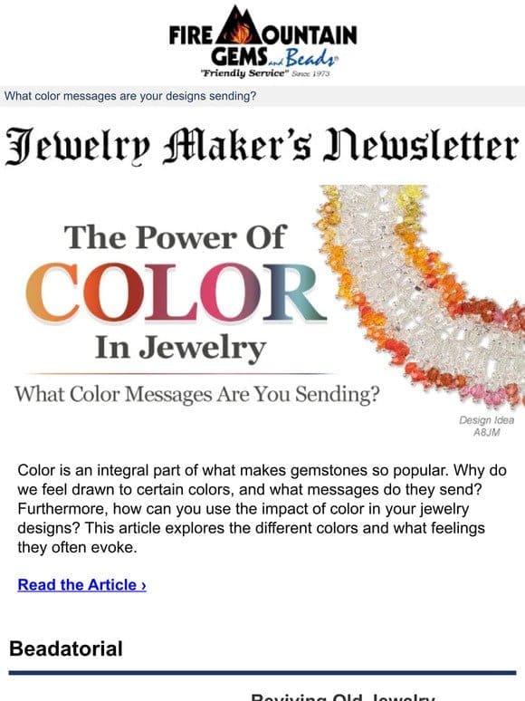 Newsletter for Jewelry Makers: The Power of Color