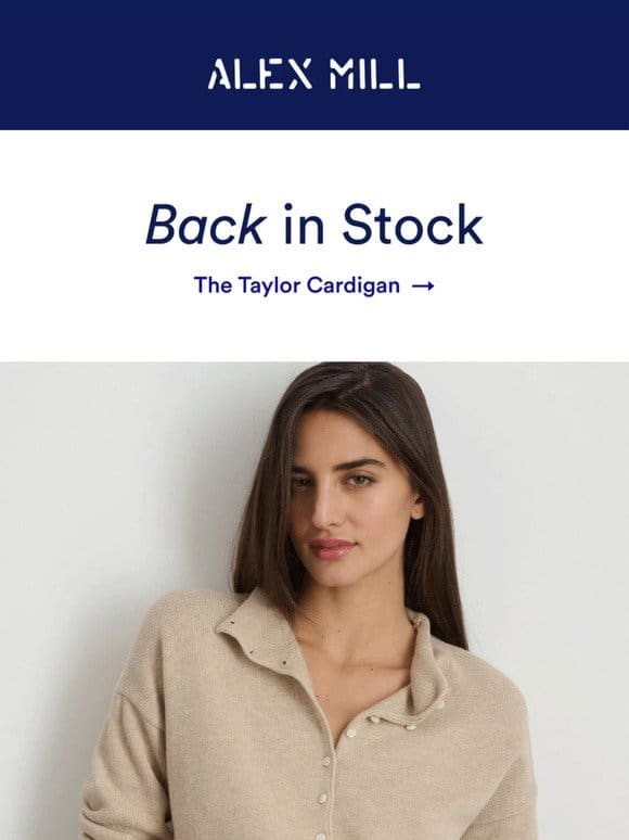 Not sold out anymore: the Taylor Cardigan