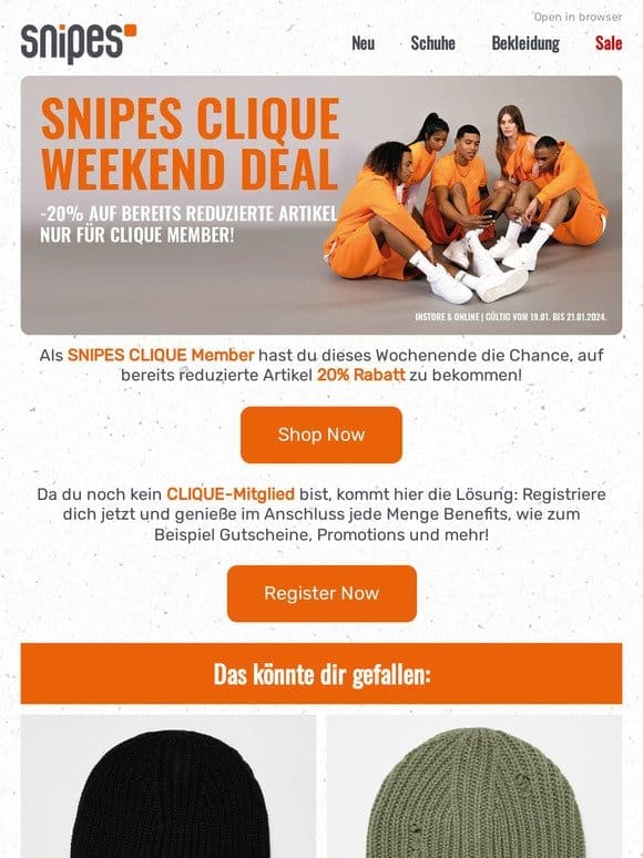 Nur für CLIQUE Member: 20% off auf Sale Artikel!