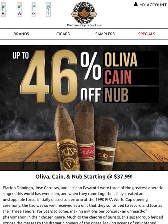 Oliva， Cain， & Nub Starting @ $37.99