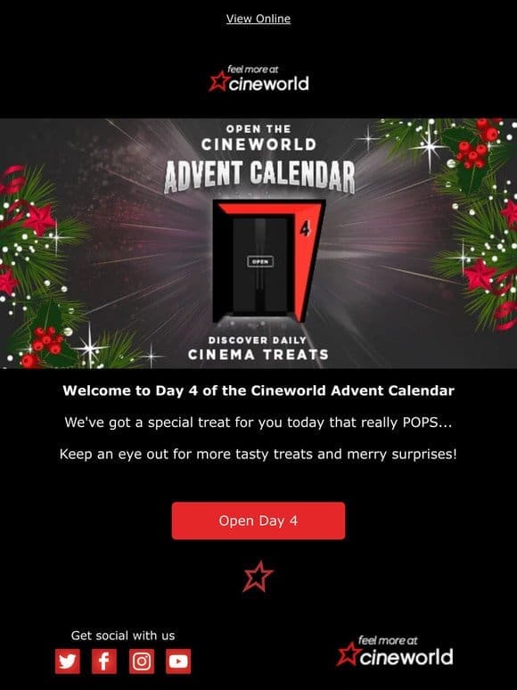 Open Day 4 of the Cineworld Advent Calendar!