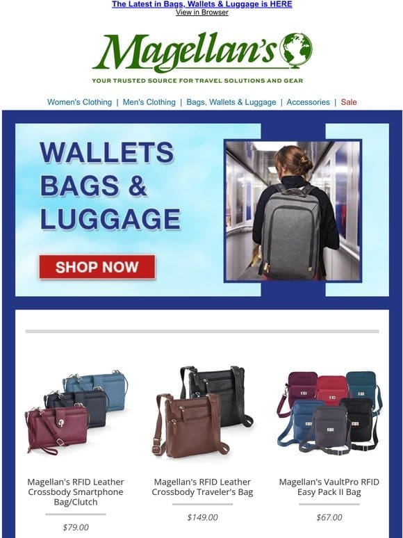 Our New Selection of Travel-Ready Bags， Wallets & Luggage ~ Shop Now!