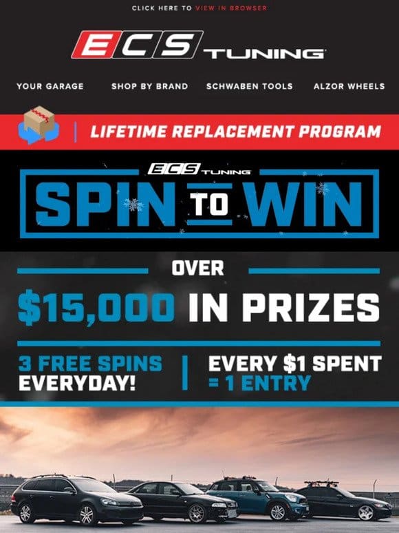 Over $15，000 In Prizes – 3 Free Spins Everyday