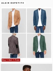 Over 50% Off Suits – $29 Royal Blue 2-Button – $29 Beige 2-Button – $39 Burgundy 3-Piece | Free Sport Coats