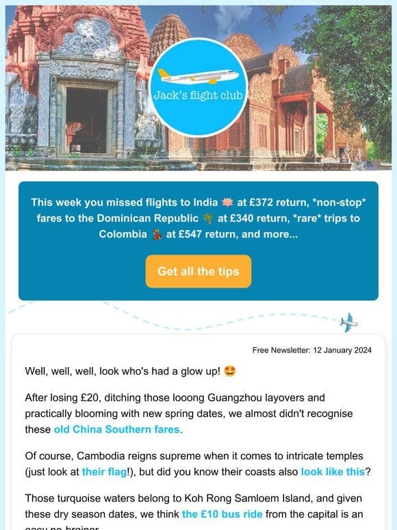 Phnom Penh， Cambodia at £490 return in April-June (China Southern)