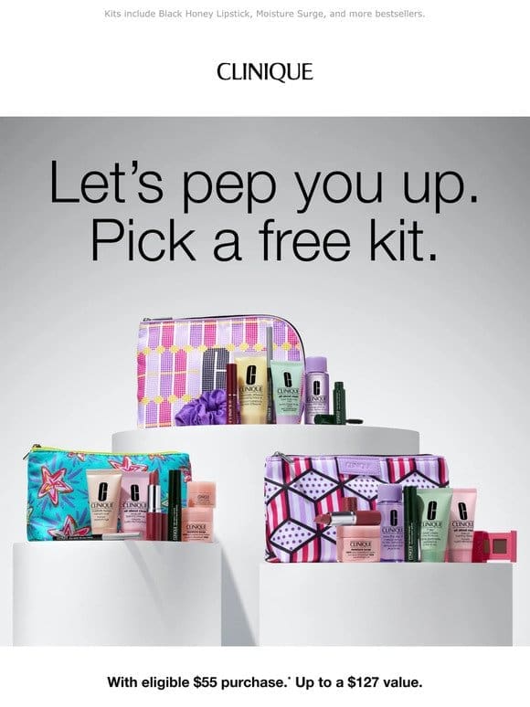 Pick your pep-me-up! Free kit with $55 purchase.
