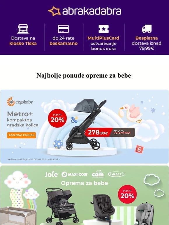 Popust 20% na Ergobaby Metro+ kolica   Do -20% na Pokemon i Sonic figurice