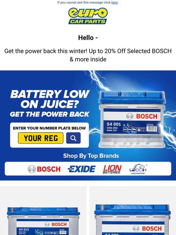 Power Up This Winter – Shop Car Batteries Now + Up To 20% Off BOSCH!