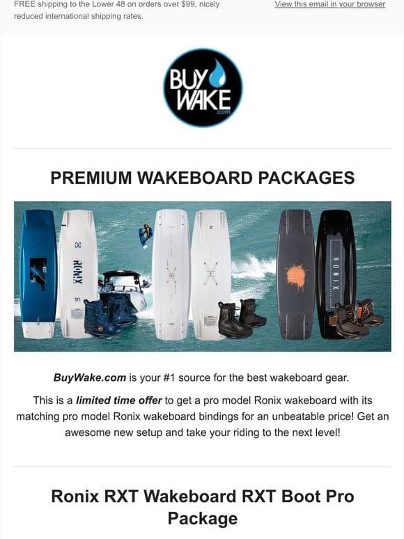 Premium Ronix Wakeboard Package DEALS