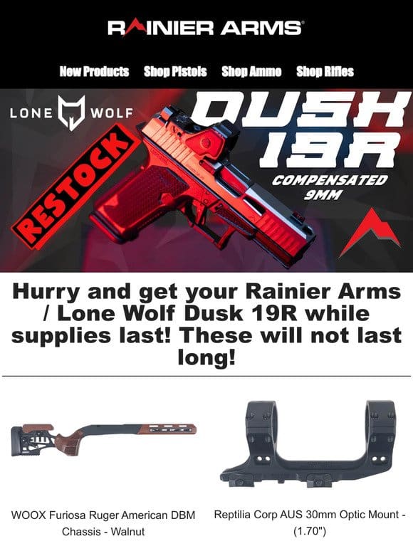 Rainier Arms / Lone Wolf Dusk 19R Restock!