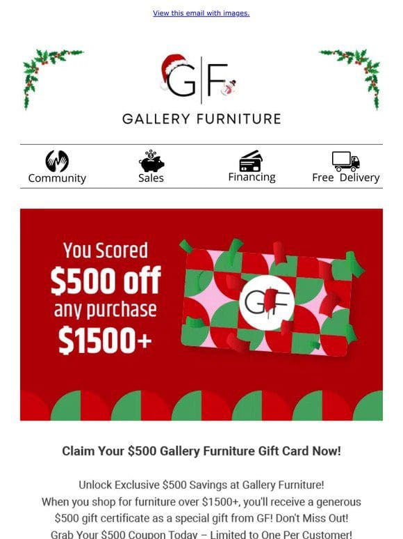 Redeem Your $500 Gallery Furniture Gift Card! ����