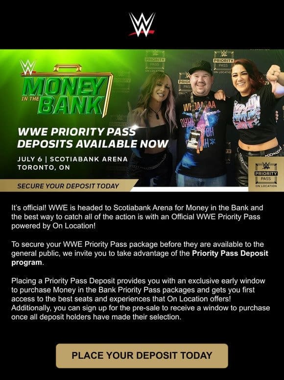 Register Now: Money in the Bank Priority Pass Deposits