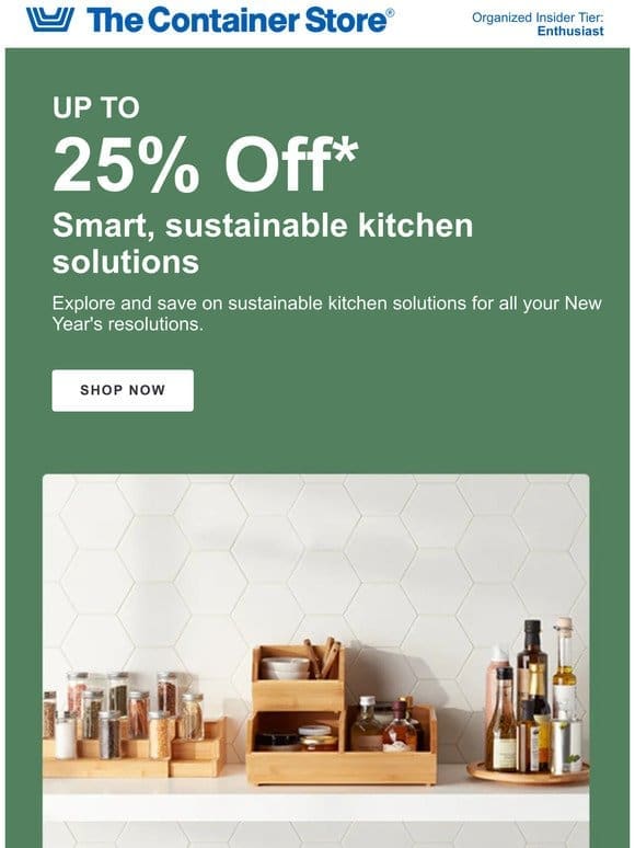 Resolutions To Reality: 25% Off Sustainable Kitchen Fixes