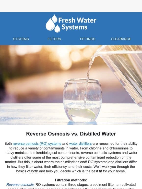 Reverse Osmosis vs. Distilled Water