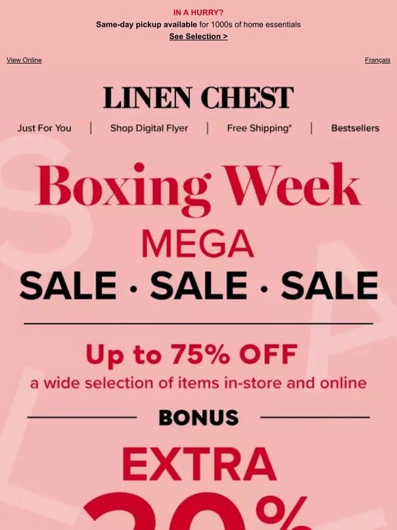 SALE on SALE  Boxing Week Deals + EXTRA 20% OFF on Now!