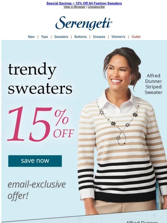 SAVE 15% ~ ALL Sweaters ~ On Sale Now!