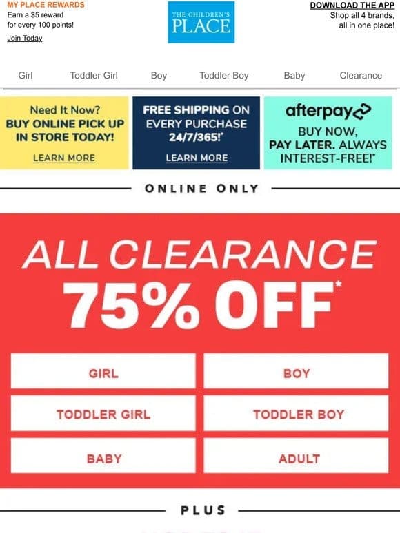 STARTS NOW: ALL CLEARANCE 75% OFF (NO EXCLUSIONS)!