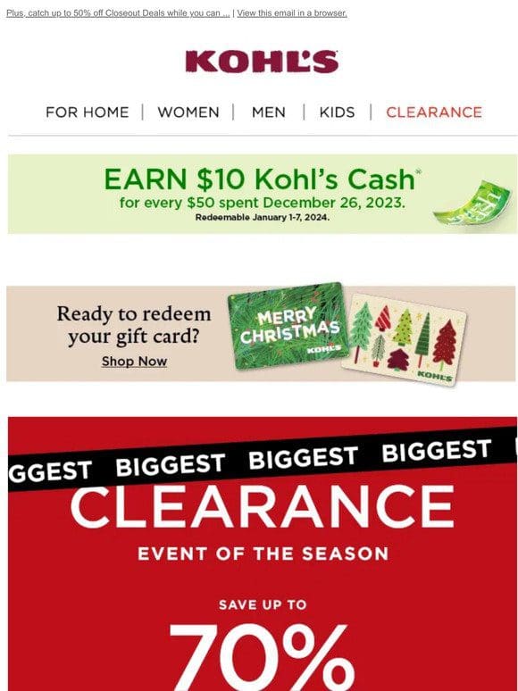 STARTS TODAY | Save up to 70% on our BIGGEST clearance event