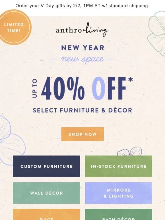 SURPRISE: up to 40% OFF select home