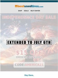 Sale Extended! Save $15 thru Tonight on our July 4 Sale.