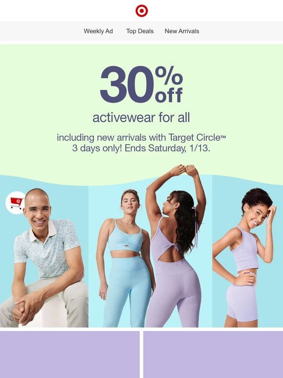 Save 30% on activewear for everyone →