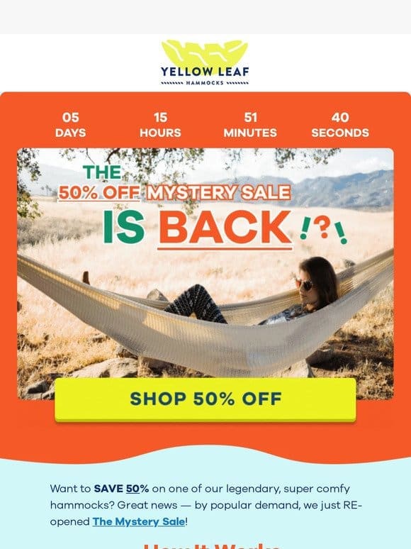 Save 50% on Mystery Hammocks! ❓ ❓