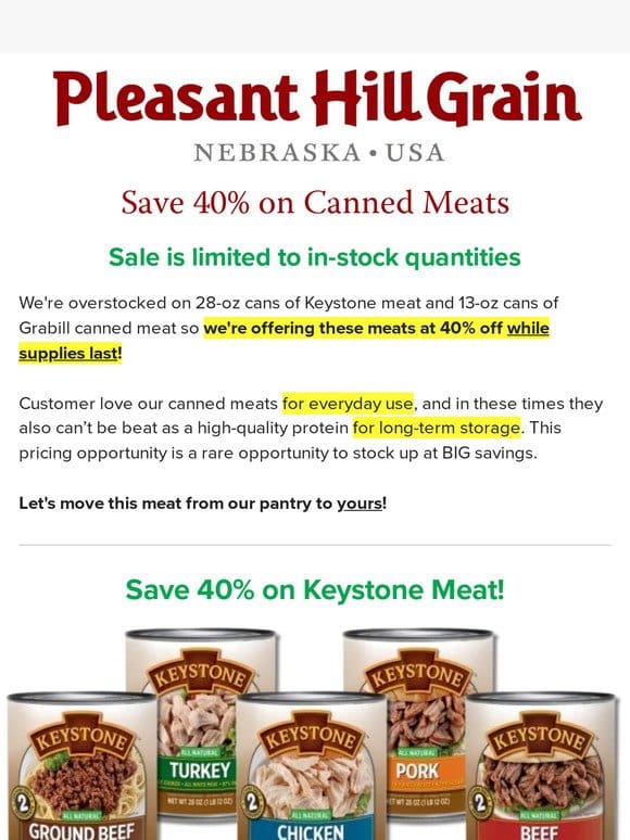 Save BIG on Canned Meat， Butter & Cheese! — PHG Newsletter