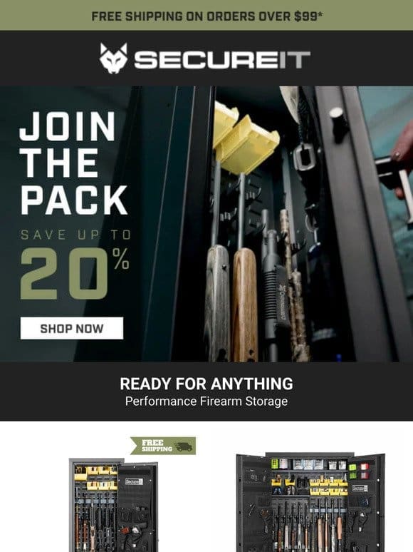 Save up to 20% on Performance Firearm Storage