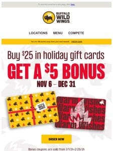 Score $5 when you buy a $25 gift card