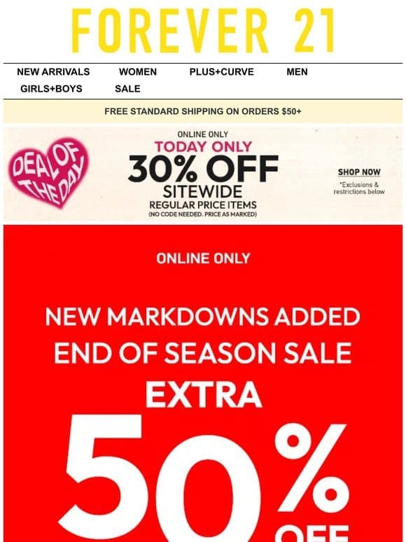 Score Big: Extra 50% Off Markdowns