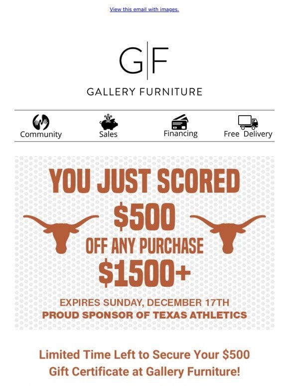 Score HUGE Savings with Gallery Furniture!