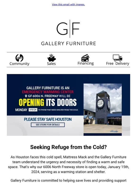 Seeking Refuge from the Cold? Visit Gallery Furniture Tonight!