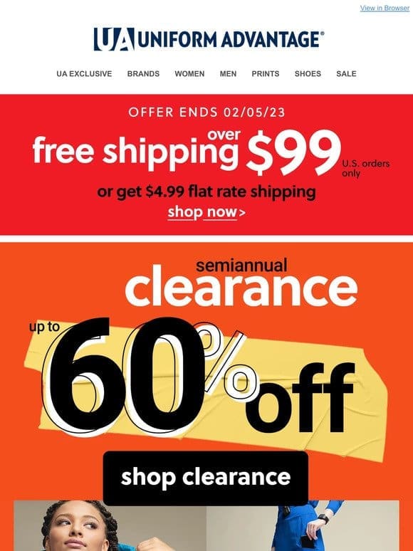 Semiannual Clearance   Up to 60% off