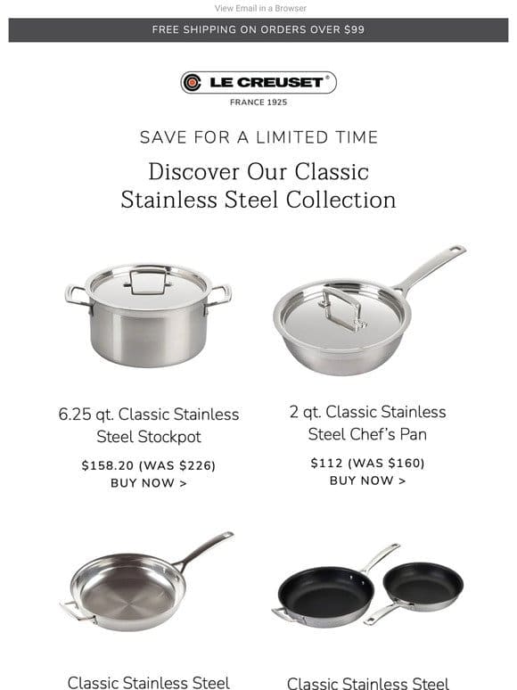 Shop Now and Save on Stainless Steel Essentials