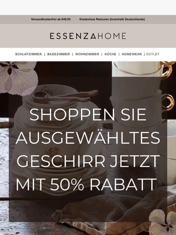 Shoppen Sie ausgewähltes Geschirr jetzt mit 50% Rabatt ✨