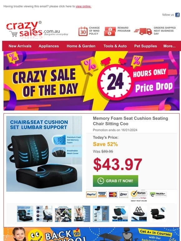 Sit in Comfort: One-Day Special on Seat Cushions for $43.97!