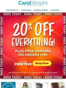 Sitewide Savings end TODAY! Take 20% off + FREE Shipping