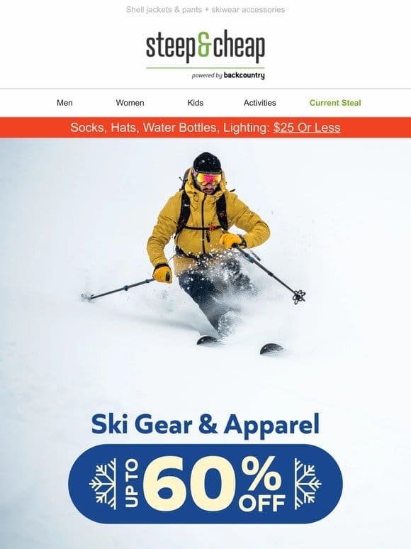 Ski gear & apparel up to 60% off