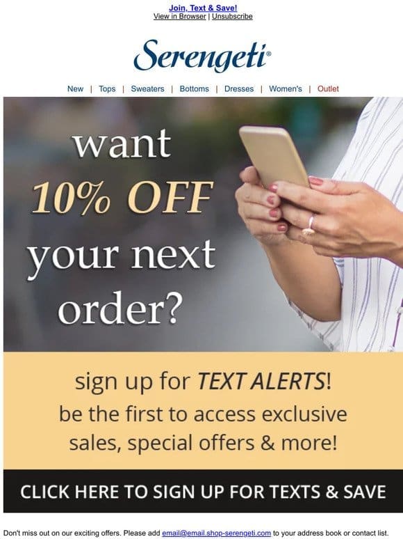 Special Offer Inside: Sign Up for Text Messages and Save 10%!