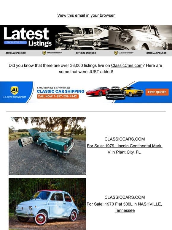 Speed through these listings to find your classic car!