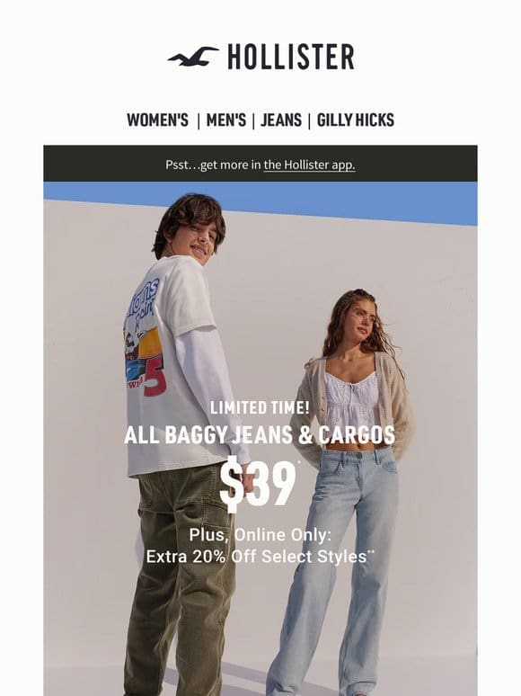 Starts now: ALL baggy jeans & cargos $39!