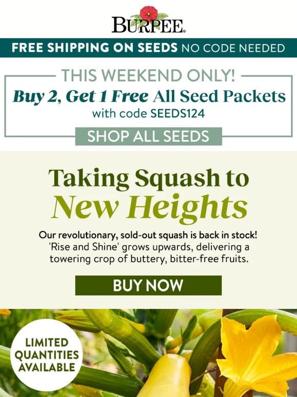 Stock up – Buy 2 Get 1 seeds this weekend!