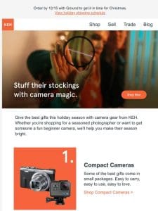 Stocking-sized cameras and accessories