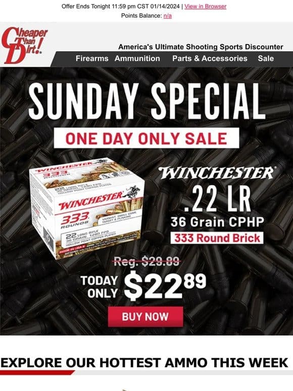 Sunday Special Alert: Save 23% on 333 Rounds of .22 LR